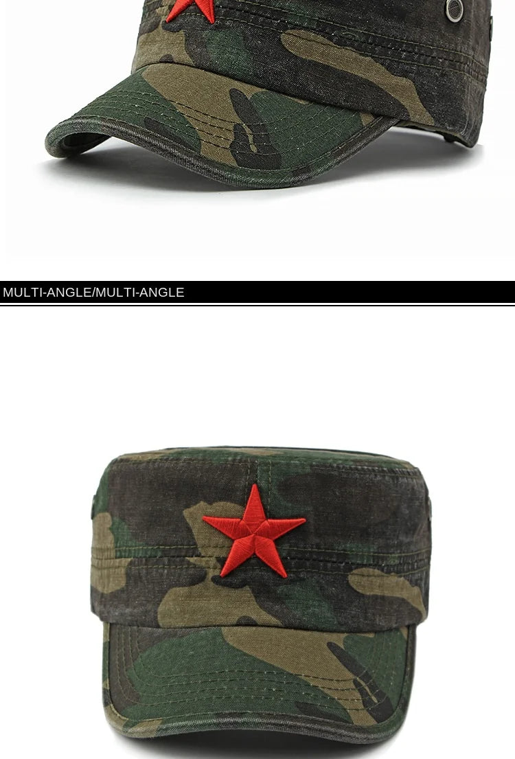 Men's Camouflage Flat Top Baseball Cap, Outdoor Sports Caps, Tactical Dad Hat, Casual Cadet, Trucker Hats