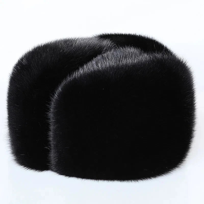 Luxury Winter Man Top Real Mink Fur Bomber Hat Male Genuine Marten Head Warm Black/Brown Caps Best Gift For Dad Gorras