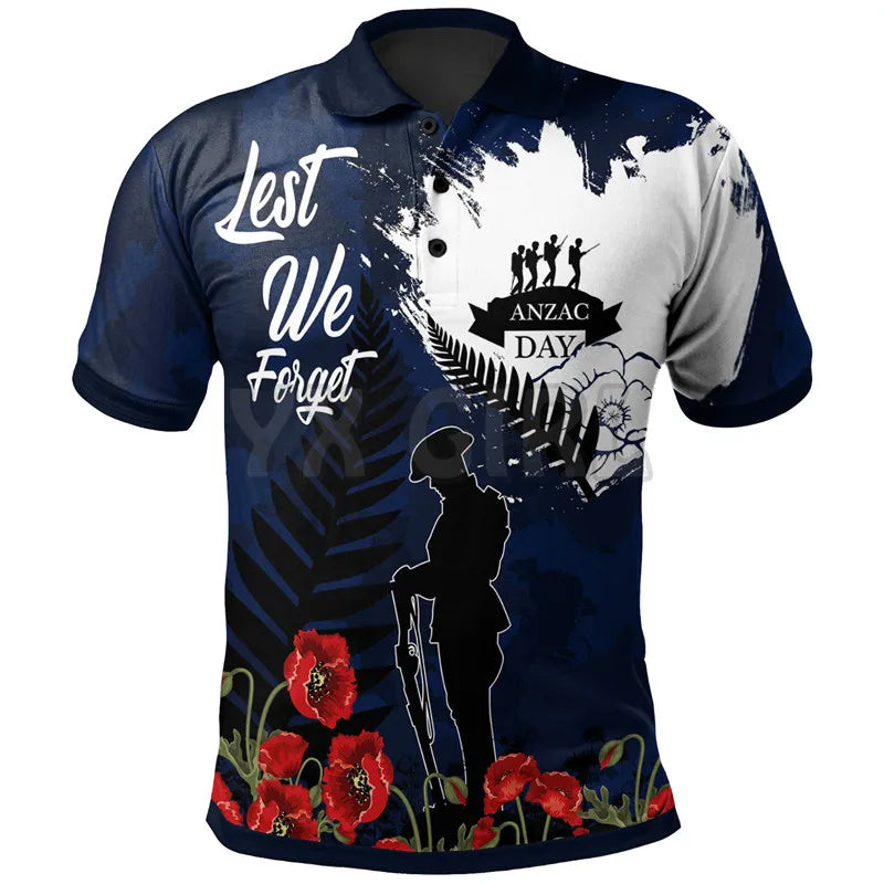 2024 Summer shirts women for men New Anzac Day Lest We Forget Military Patterns Polo Shirts 3D print Short sleeve t shirts Tops