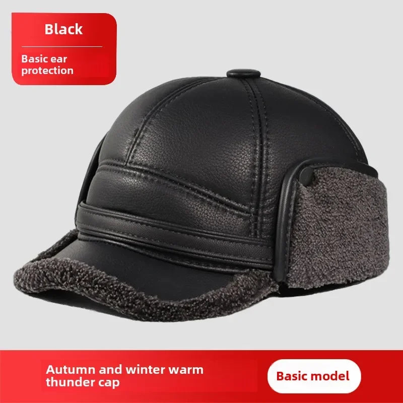 Winter Warm Ear Protect Cap Hat Men Outdoor Windproof Cap Bomber Hat Baseball Cap Ear Warm Man Dad Father Grandpa Gift