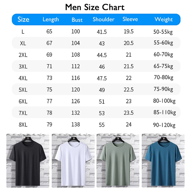 Ice Silk Camping Hiking Fishing Short Sleeve Shirt Men's Loose Fitness Tops Round Neck Quick Dry Couple Sport T-Shirt