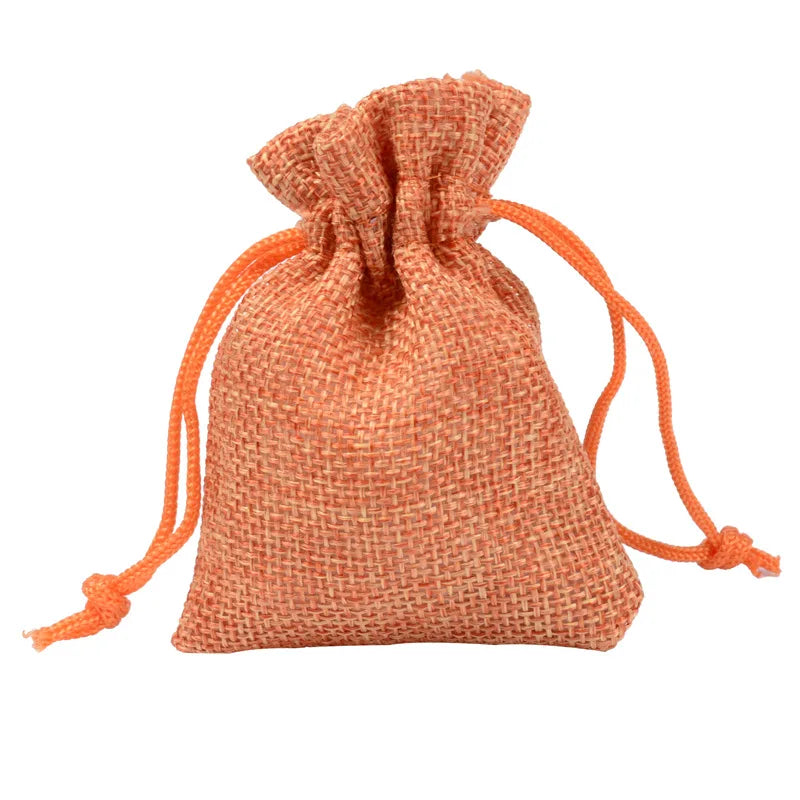 Hot Selling 10Pcs/Lot Multi-Color Jewelry Gift Drawstring Bags Jute Ring Necklace Burlap Storage Pouches Can Be Customized