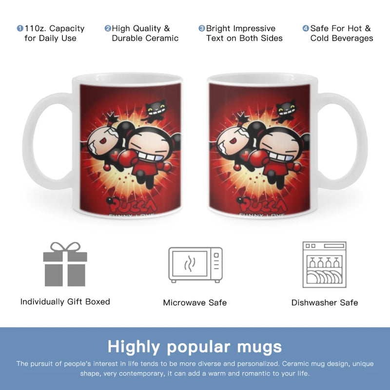 Cute Cartoon Pucca Garu Ceramic Mugs Coffee Cups Milk Tea Cup ins Oatmeal Breakfast Mug Drinkware Kitchen