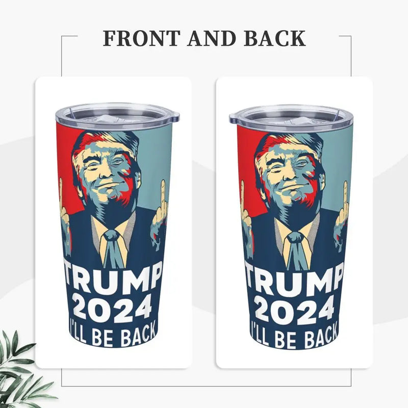 2024 I will be back Trump Coffee Cup Thermos Bottle Stainless Steel Double-layer Insulation Cold And Hot Travel Mug Vacuum Flask