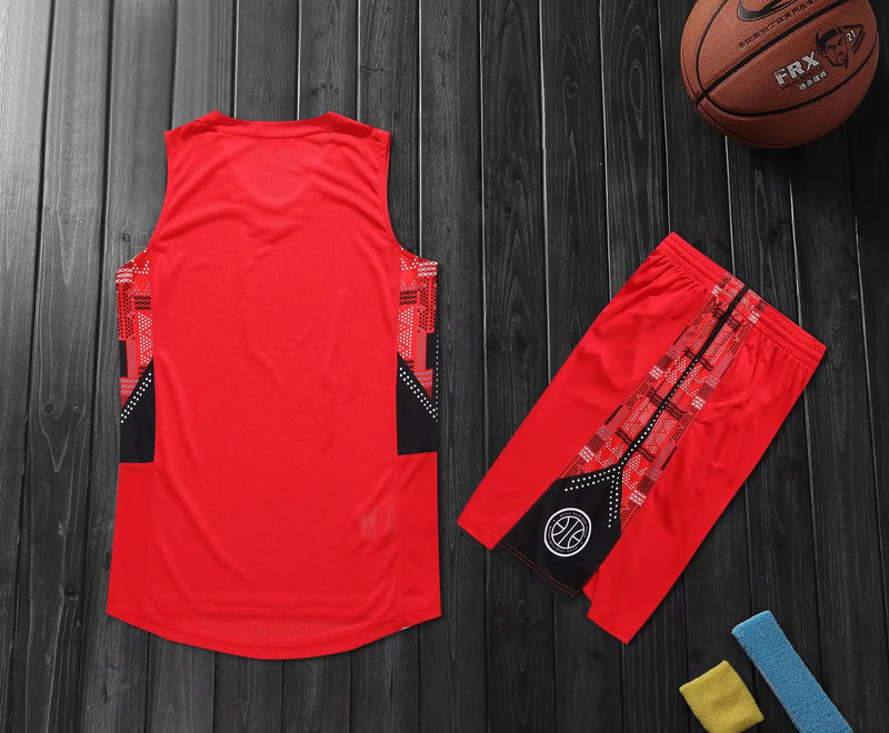 Hot Sale Summer Men's Basketball Kits Jersey Set Team Club Basketball Wear Print Number Basketball Uniforms