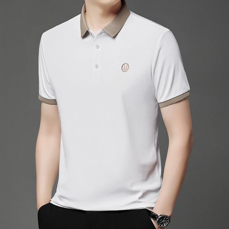 2024 Men's New Embroidered Cotton Business Leisure Short Sleeved POLO Shirt Fashion Comfortable and Breathable Top