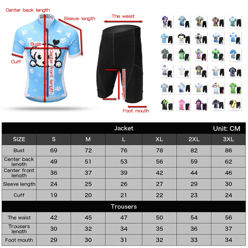 Cartoon Printed Short Sleeve Children's Cycling Jersey Quick-dry Mesh Cloth MTB Bike Riding Wear Boys Girls Bicycle Clothing