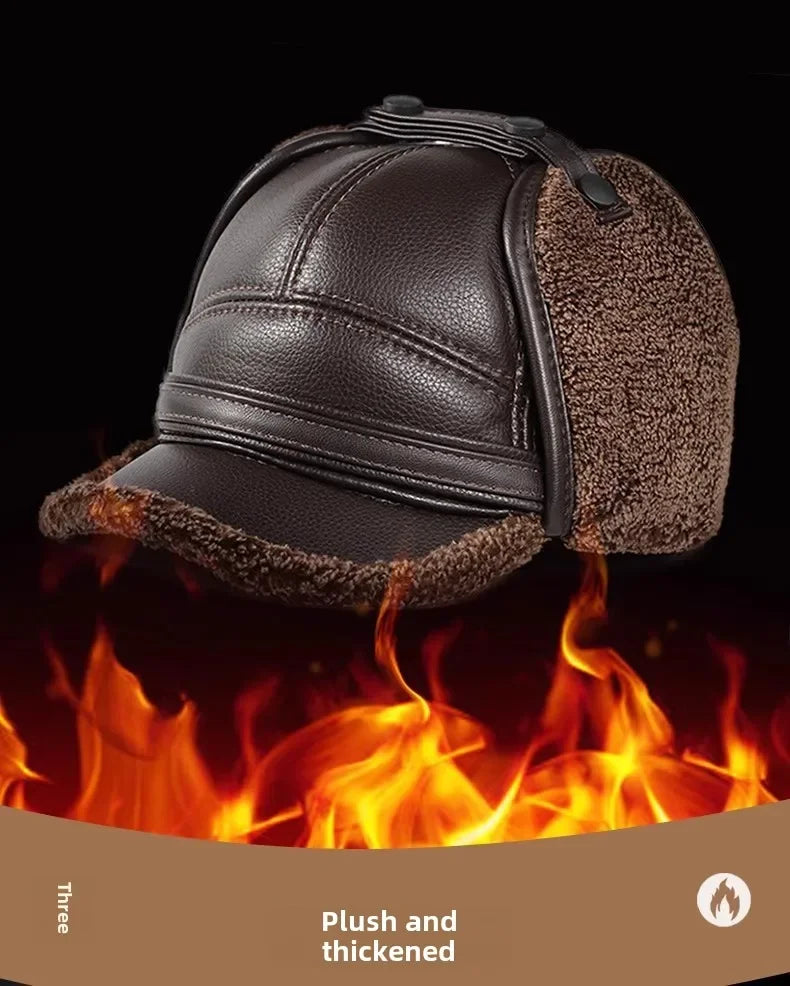 Winter Warm Ear Protect Cap Hat Men Outdoor Windproof Cap Bomber Hat Baseball Cap Ear Warm Man Dad Father Grandpa Gift