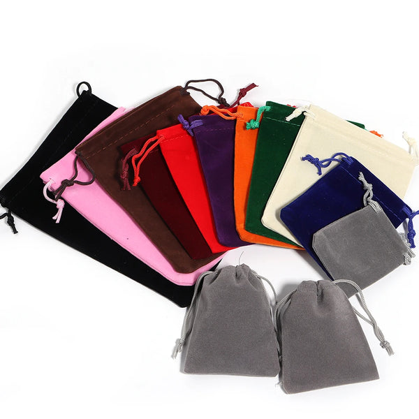 5Pcs/Lot Color Velvet Drawstring Bag Multi-size Packing Sachet For Jewelry Candy Storage Display Festival Gift Packing Pouch