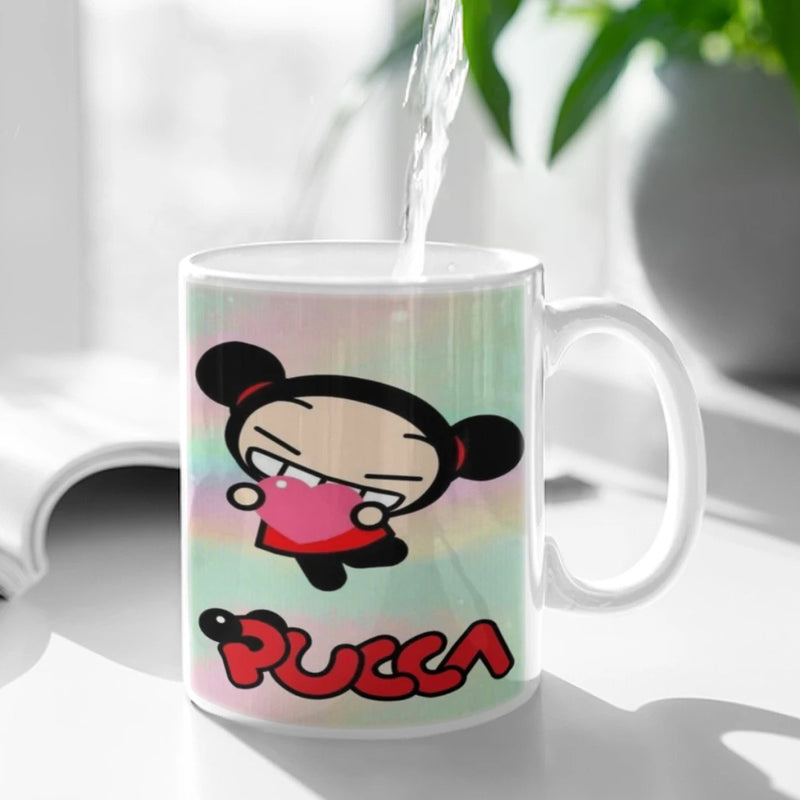 Cute Cartoon Pucca Garu Ceramic Mugs Coffee Cups Milk Tea Cup ins Oatmeal Breakfast Mug Drinkware Kitchen