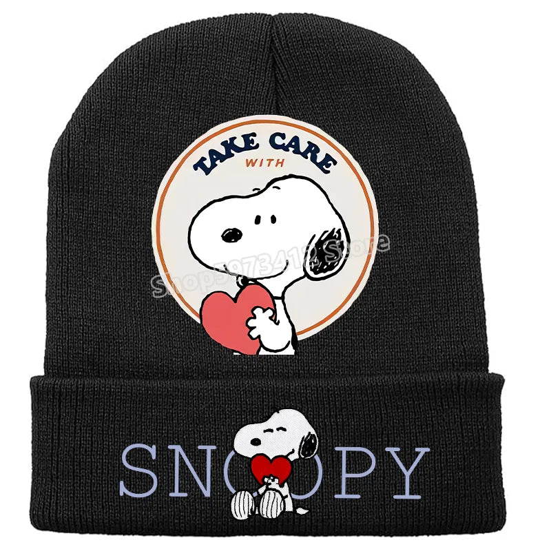 Snoopy Knitted Hats Kawaii Peanuts Comic Skullies Beanies Boys Girls Winter Warmer Bonnet Women Men Kids Casual Cap Anime Gift