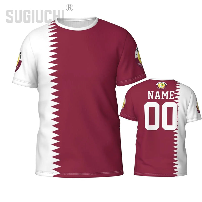 Custom Name Number Qatar Flag Emblem 3D T-shirts For Men Women Tees jersey team Clothes Soccer Football Fans Gift T shirt