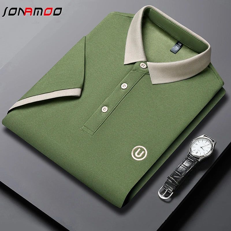 2024 Men's New Embroidered Cotton Business Leisure Short Sleeved POLO Shirt Fashion Comfortable and Breathable Top