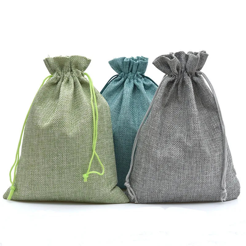 Hot Selling 10Pcs/Lot Multi-Color Jewelry Gift Drawstring Bags Jute Ring Necklace Burlap Storage Pouches Can Be Customized