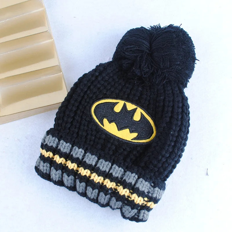 Marvel Spiderman New Fashion Autumn Winter Cartoon Kids Color Matching Knitted Hat Boys Girl Wool Cap Children Thick Beanies Hat