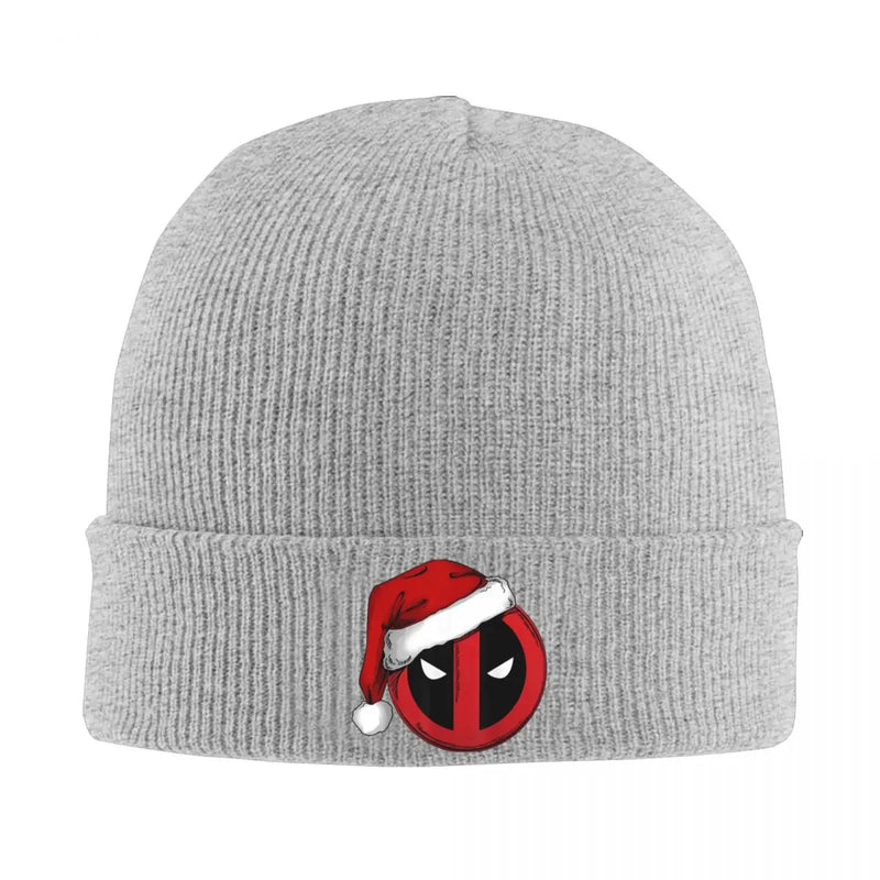 Deadpool Icon Santa Hat Christmas Graphic Bonnet Hats Beanie Hats Knitted Hat Spring Street Adult Unisex Kpop Head Wrap Cap