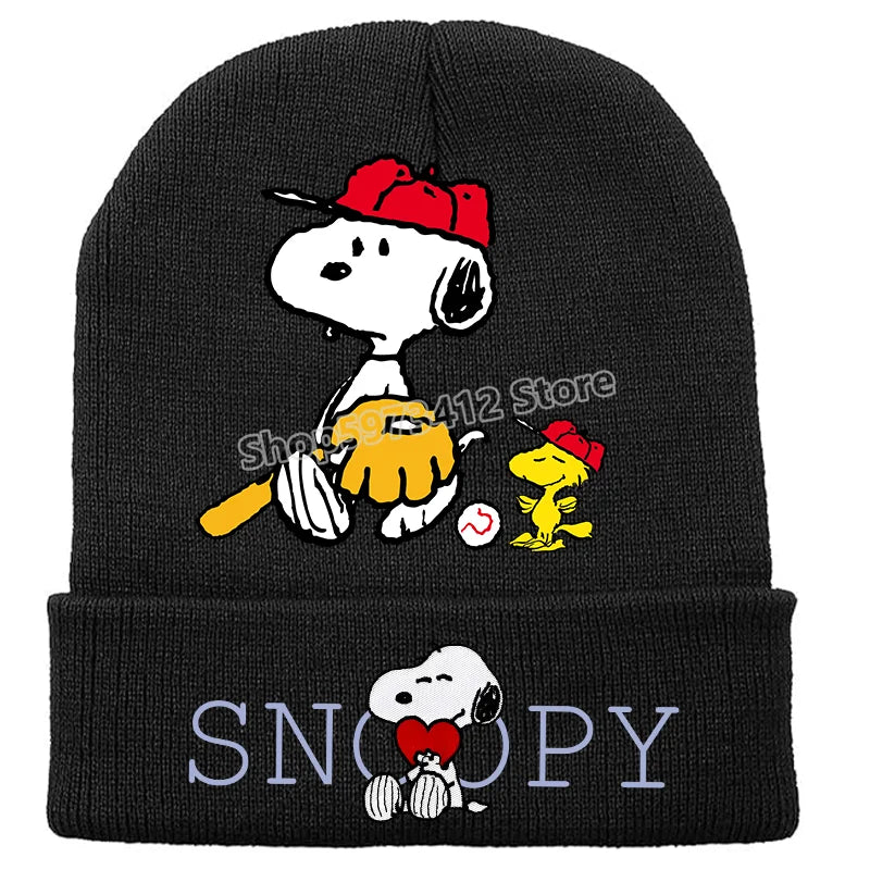 Snoopy Knitted Hats Kawaii Peanuts Comic Skullies Beanies Boys Girls Winter Warmer Bonnet Women Men Kids Casual Cap Anime Gift