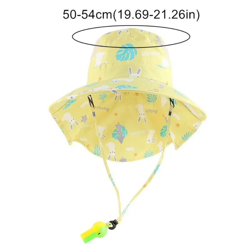 Bucket Cap Summer Baby Hat Neck Ear Cover With Whistle Children's Sunscreen Hat Wide Brim Breathable Kids Beach Caps