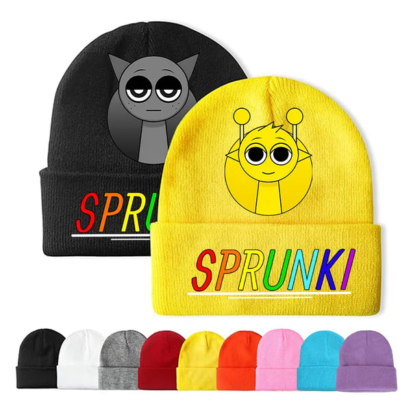 Sprunki Knitted Hat Incredibox Autumn Winter Cute Adult Cap Anime Pattern Print Bonnets Warm Comfortable Beanies Baby Show Gift