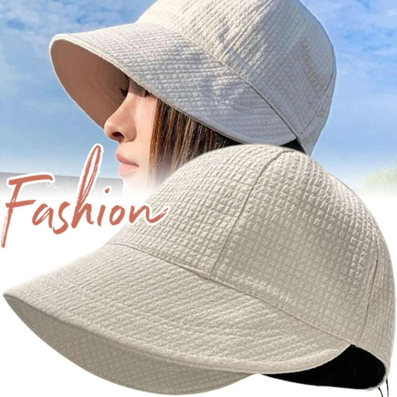 Summer Beach Hat Big Visor Sun Hats for Women Outdoor UV Protection Sport Baseball Cap Foldable Fisherman Cap Waffle Bucket Hat