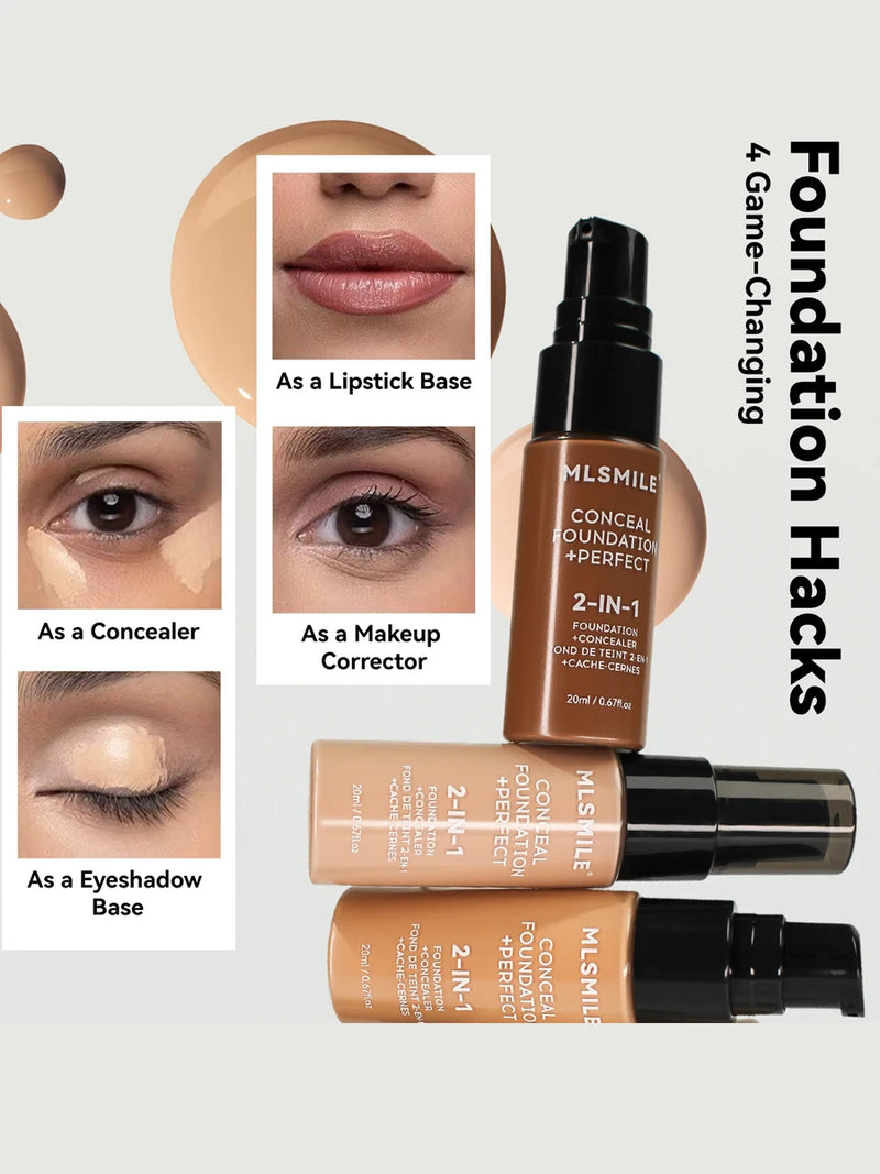 20ml Concealer Foundation Liquid Waterproof Oil-control Perfect Cover Dark Circles Skin Care Women Face Makeup New