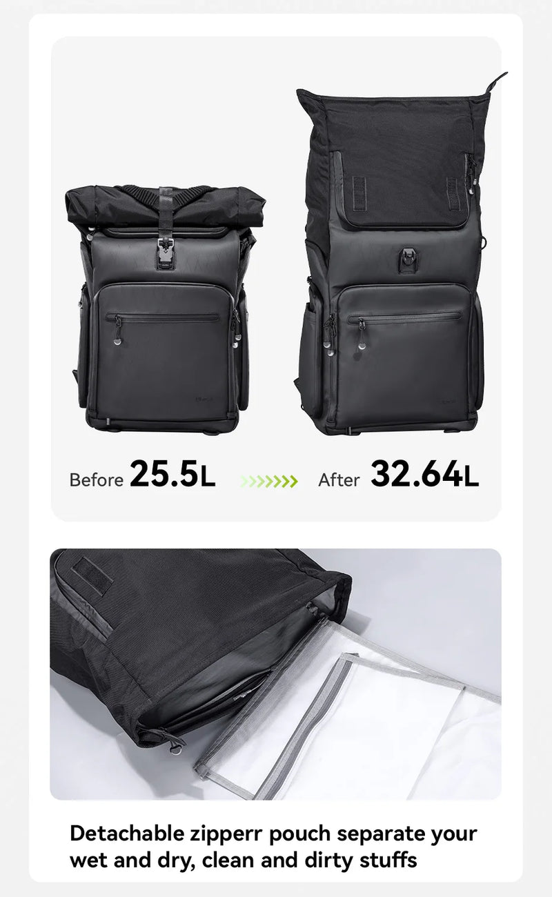 Ulanzi BT01 Business Travel Backpack 25.5-32.64L Capacity for Outdoor Photography Short Trip Water-repellent Fabric Camera Bag