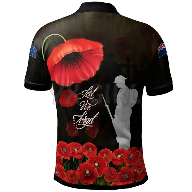 2024 Summer shirts women for men New Anzac Day Lest We Forget Military Patterns Polo Shirts 3D print Short sleeve t shirts Tops