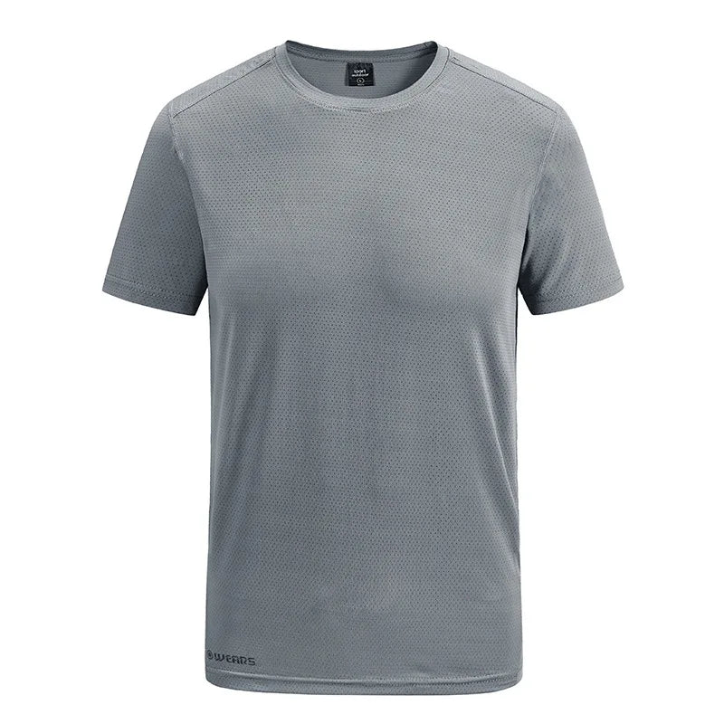 (L-8XL)Ice Silk Camping Hiking Fishing Quick Dry Short Sleeve Shirt Men Loose Fitness Tops Round Neck Couple Sport T-Shirt