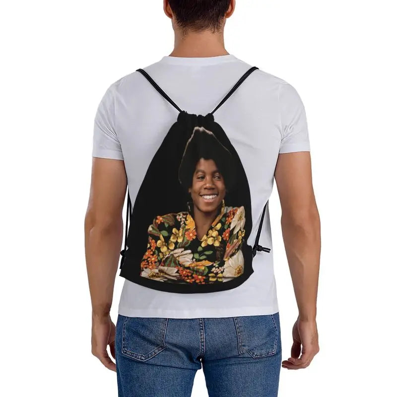 Young Michael Jackson Signature Kids Colorful 1970S Mj Jackson Five Era Drawstring Bags Gym Bag Gym Sports Style