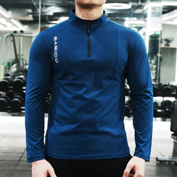 Men's Fitness Workout T-Shirt Top Half Zip Training Wear Quick Dry Running Exercise Long Sleeve Marathon Athletics Sweatshirts