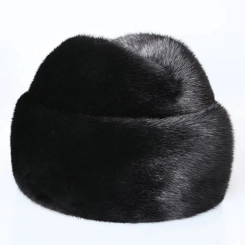 Luxury Winter Man Top Real Mink Fur Bomber Hat Male Genuine Marten Head Warm Black/Brown Caps Best Gift For Dad Gorras