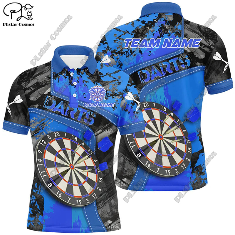 New custom personalized 3D printing  flame pattern darts POLO shirt T-shirt universal leisure team throwing sports series D-10