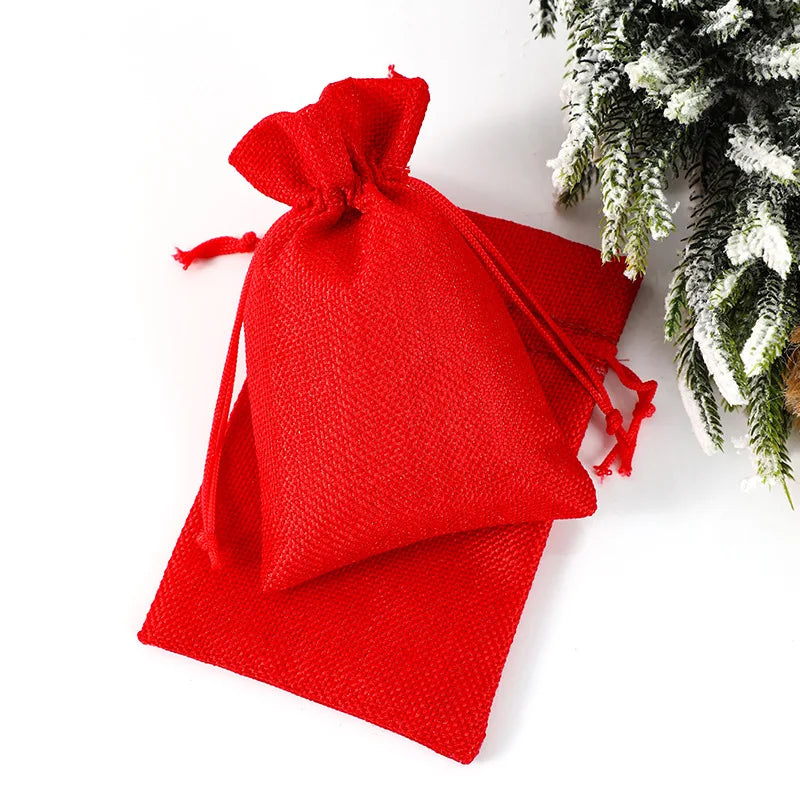 30/50 Pcs Multi Colors Jute Storage Bags Christmas Party Wedding Gift Fabric Package Drawstring Pouches Gift Bag 7x9/10x14cm