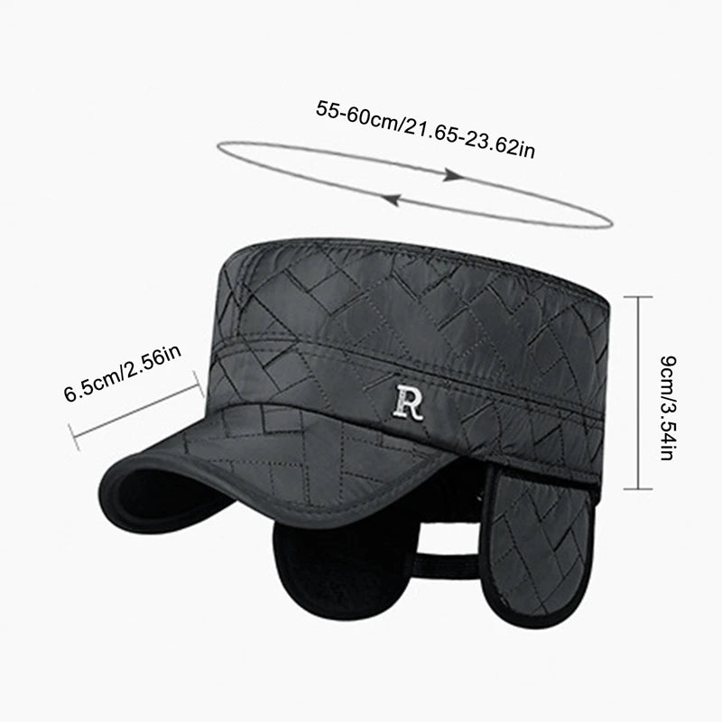 Winter Dad Men's Fashion Thicken Baseball Cap Letter Label Warm Snapback Caps For Men Windproof Ear Protection With Earflap Hat