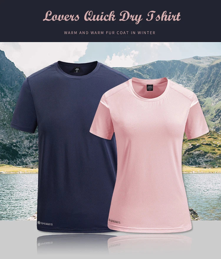 (L-8XL)Ice Silk Camping Hiking Fishing Quick Dry Short Sleeve Shirt Men Loose Fitness Tops Round Neck Couple Sport T-Shirt