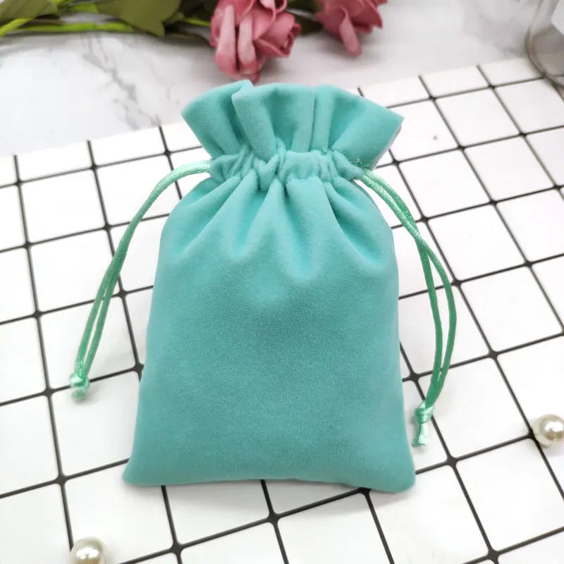 20pcs/lot High Quality Velvet Jewelry Bag Multi-color for Gift Packing Wedding Portable Drawstring Pouch Customizable Logo