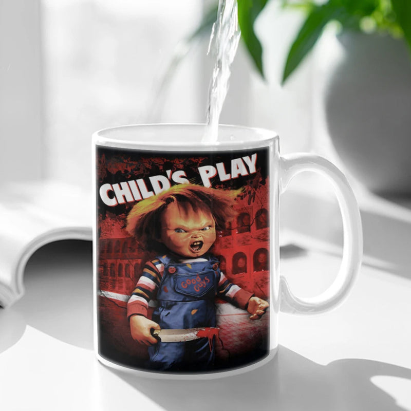 Horror Movie Chucky Child's Play Coffee Mug 11oz Fun Ceramic Coffee Tea Cocoa Cup Handle Tea Drink Cup