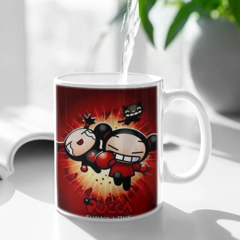 Cute Cartoon Pucca Garu Ceramic Mugs Coffee Cups Milk Tea Cup ins Oatmeal Breakfast Mug Drinkware Kitchen