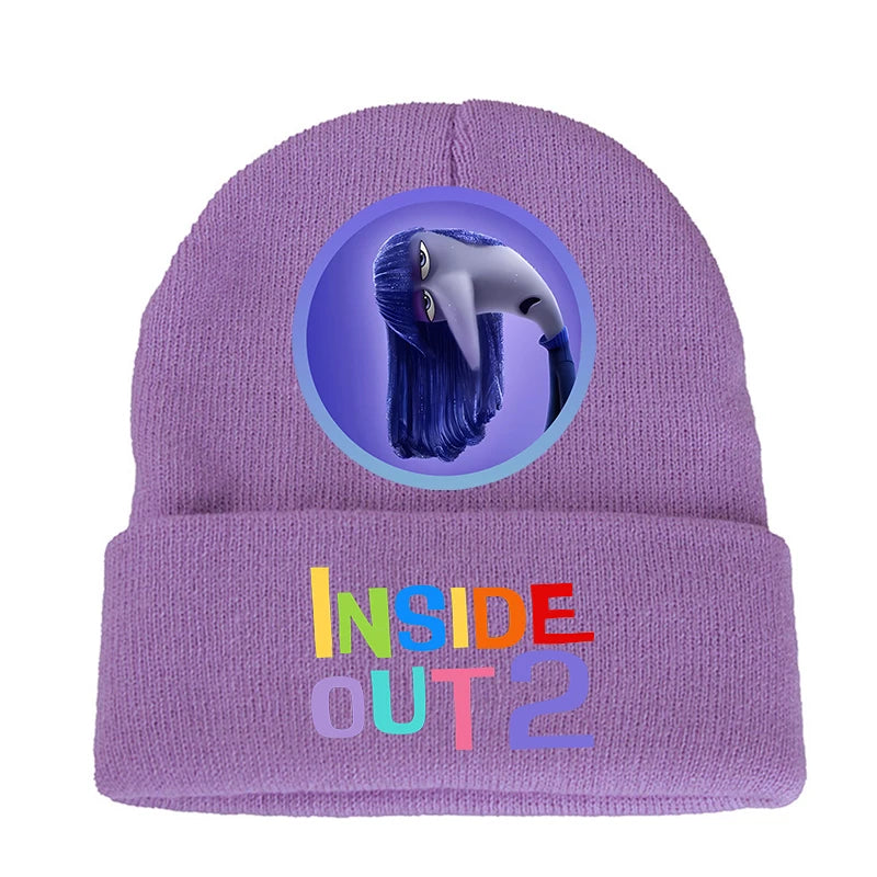 Inside Out 2 Kid Knitted Hats Keep Warm Anxiety Joy Sadness Anger Stretch Caps Soft Comfort Autumn Winter Boy Girl Beanie Gifts