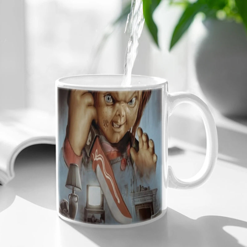 Horror Movie Chucky Child's Play Coffee Mug 11oz Fun Ceramic Coffee Tea Cocoa Cup Handle Tea Drink Cup