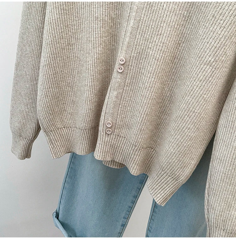 Plus Size Autumn V-Neck Pullover Sweater Women Pleated Loose Korean Ladies Sweaters Modis Casual Long Sleeve Woman Sweaters Tops