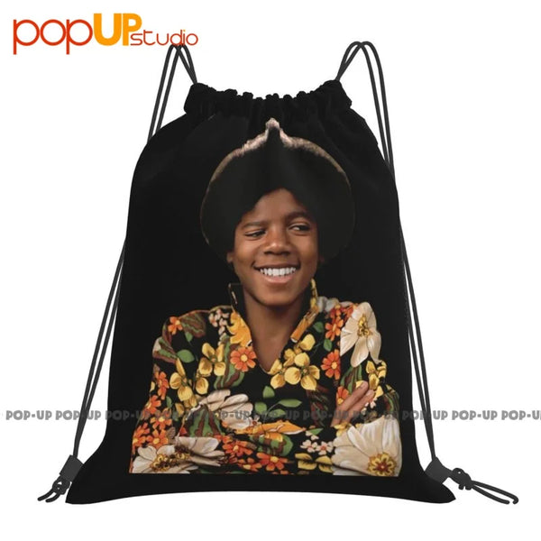 Young Michael Jackson Signature Kids Colorful 1970S Mj Jackson Five Era Drawstring Bags Gym Bag Gym Sports Style