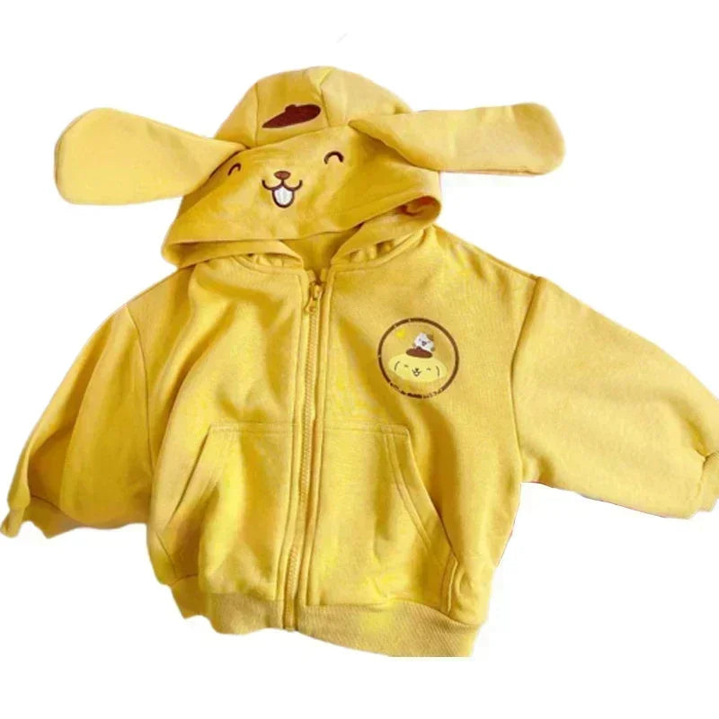 Sanrio Sweatshirt Hooded Kawaii My Melody Kuromi Cinnamoroll Zipper Long Sleeve Warm Coat Purin Plush Girls Hoodie Gift