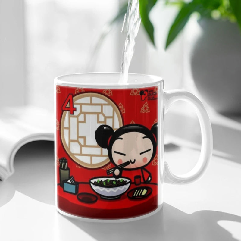 Cute Cartoon Pucca Garu Ceramic Mugs Coffee Cups Milk Tea Cup ins Oatmeal Breakfast Mug Drinkware Kitchen