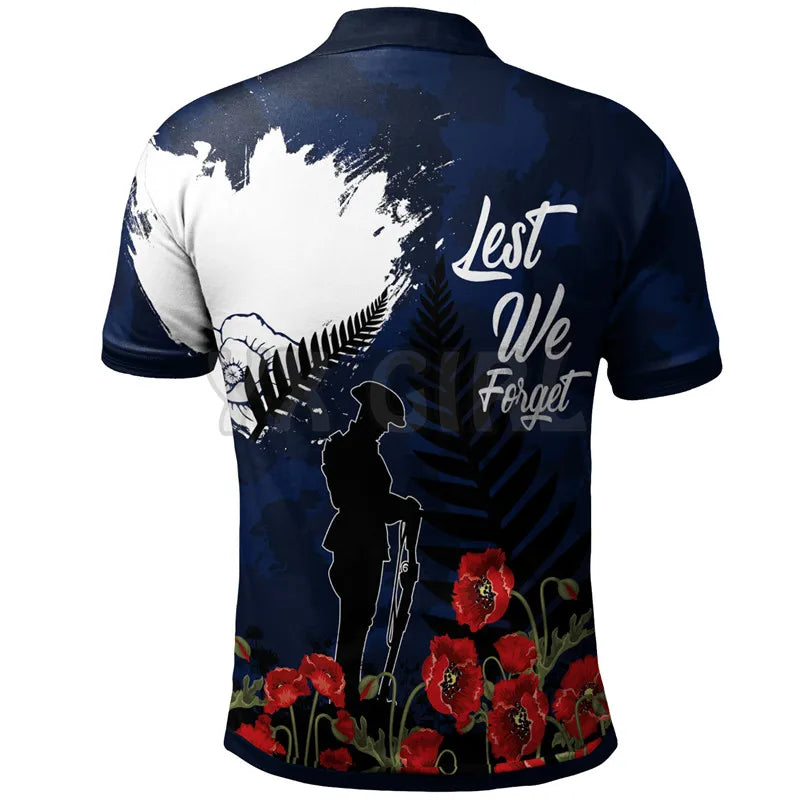 2024 Summer shirts women for men New Anzac Day Lest We Forget Military Patterns Polo Shirts 3D print Short sleeve t shirts Tops