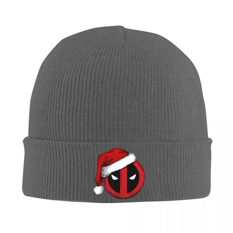 Deadpool Icon Santa Hat Christmas Graphic Bonnet Hats Beanie Hats Knitted Hat Spring Street Adult Unisex Kpop Head Wrap Cap