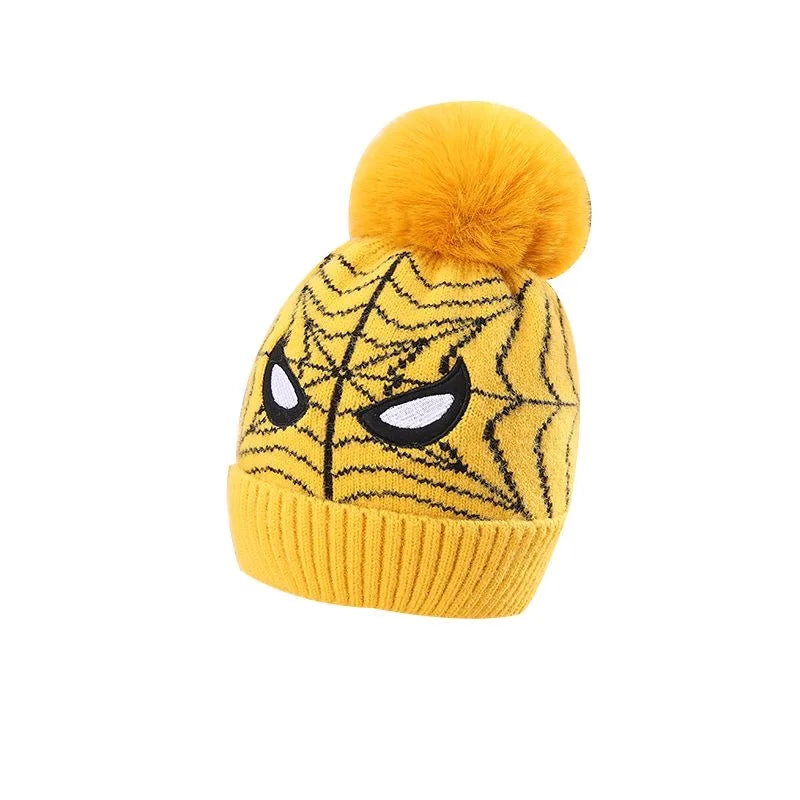 Marvel Spiderman New Fashion Autumn Winter Cartoon Kids Color Matching Knitted Hat Boys Girl Wool Cap Children Thick Beanies Hat