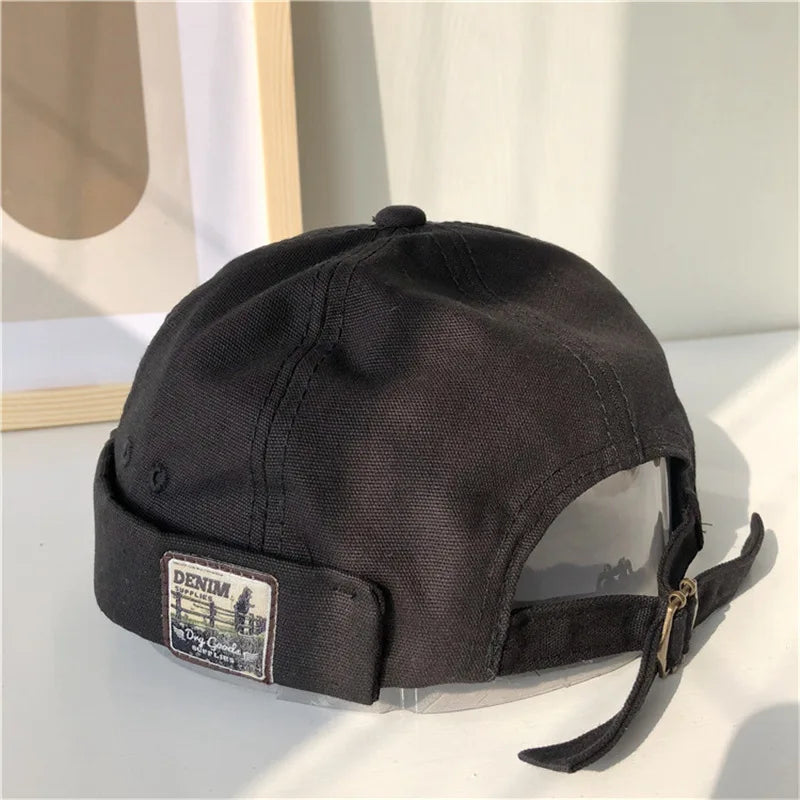 Short Punk Hat Women's Trend New Retro Brimless Melon Skin Hat Fashion Versatile Hat Men's Street Hip Hop Cap Without Visor