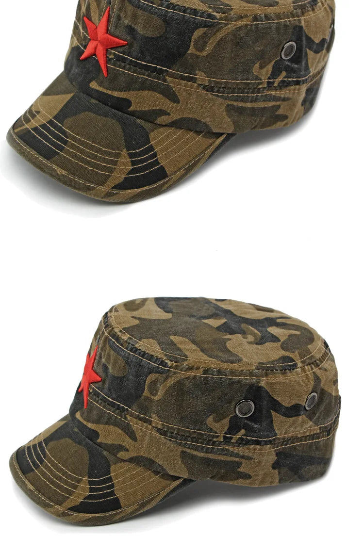 Men's Camouflage Flat Top Baseball Cap, Outdoor Sports Caps, Tactical Dad Hat, Casual Cadet, Trucker Hats