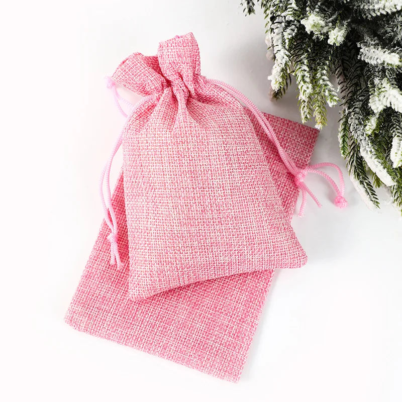 30/50 Pcs Multi Colors Jute Storage Bags Christmas Party Wedding Gift Fabric Package Drawstring Pouches Gift Bag 7x9/10x14cm